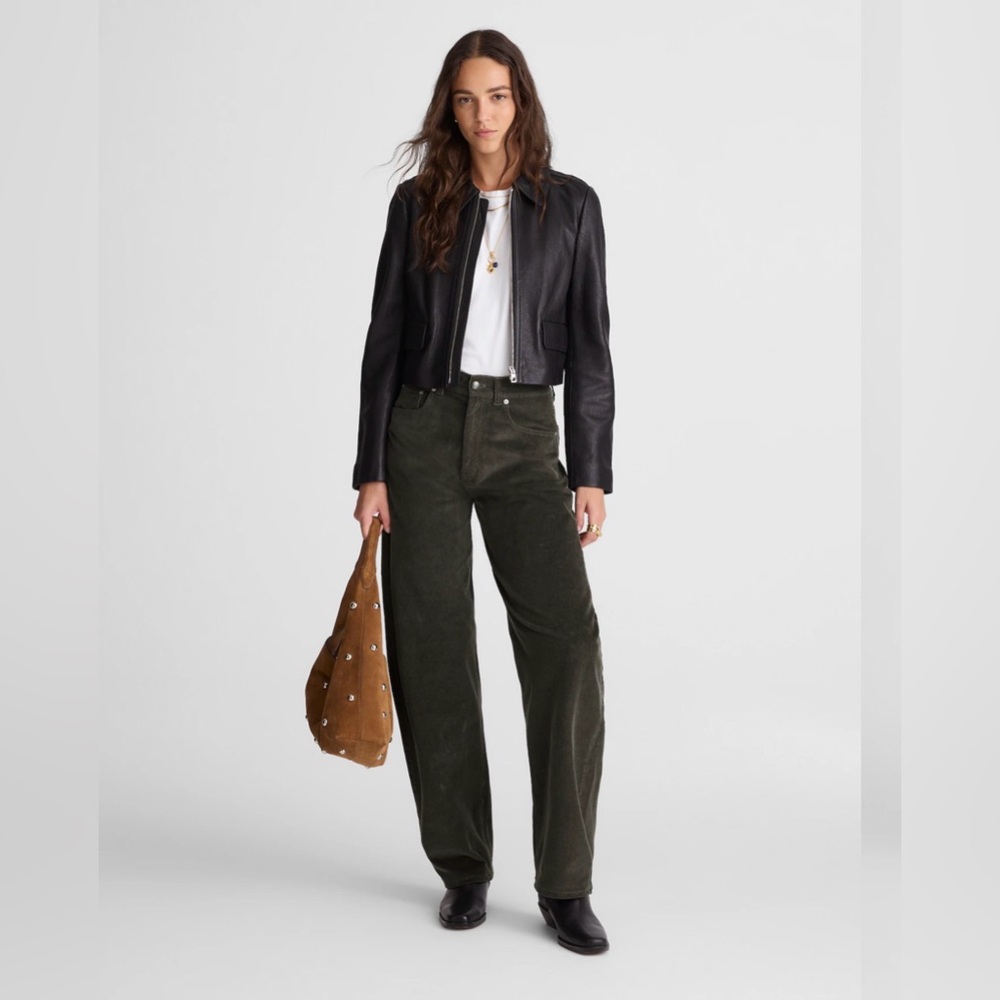 Madewell The Balloon Pant in Corduroy Graphite‎ Green Sz 29 Sample